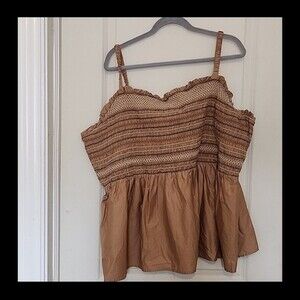 Plus Size Old Navy Tan Smocked Baby Doll Top Size 4X